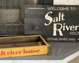 2pc Rustic “Salt House” Decor sign & crate Sign: 17in x 32. Crate 12.4 w x 24in Long