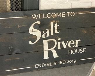 2pc Rustic “Salt House” Decor sign & crate Sign: 17in x 32. Crate 12.4 w x 24in Long