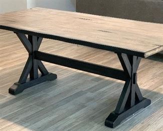 Rustic Farmhouse Trestle Table w/ Chairs & Benches Table: 30.5x40x78in HxWxD