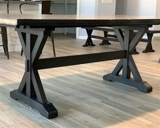 Rustic Farmhouse Trestle Table w/ Chairs & Benches Table: 30.5x40x78in HxWxD