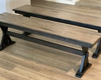 Rustic Farmhouse Trestle Table w/ Chairs & Benches Table: 30.5x40x78in HxWxD