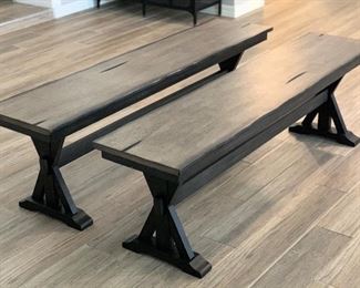 Rustic Farmhouse Trestle Table w/ Chairs & Benches Table: 30.5x40x78in HxWxD