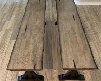 Rustic Farmhouse Trestle Table w/ Chairs & Benches Table: 30.5x40x78in HxWxD
