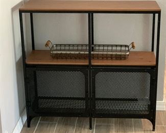 Rustic/Industrial/Farmhouse Iron Mesh & Wood Console/Hallway Table Cabinet 37.5x39.5x14.5 HxWxD