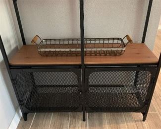 Rustic/Industrial/Farmhouse Iron Mesh & Wood Console/Hallway Table Cabinet 37.5x39.5x14.5 HxWxD