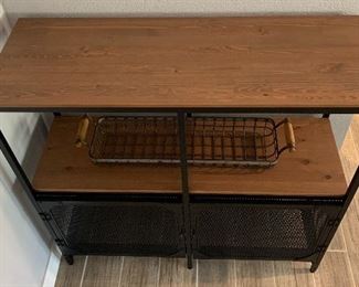 Rustic/Industrial/Farmhouse Iron Mesh & Wood Console/Hallway Table Cabinet 37.5x39.5x14.5 HxWxD