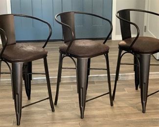 3pc Tony Dark Champagne Barstools/Counter Height Chairs 37x21x20in Seatheight: 26in HxWxD