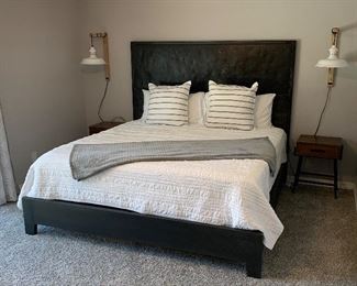 Complete King Bed set Rustic/Industrial Headboard/Frame 66x81x84 bedheight: 27in HxWxD