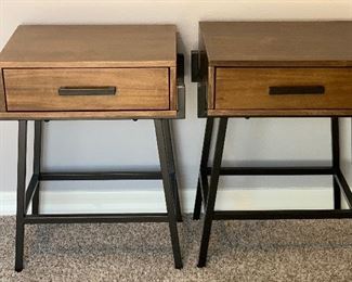 2pc Whalen Furniture Rustic Iron & Wood Nightstands PAIR 24x19x16inH HxWxD