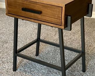 2pc Whalen Furniture Rustic Iron & Wood Nightstands PAIR 24x19x16inH HxWxD