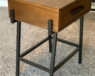 2pc Whalen Furniture Rustic Iron & Wood Nightstands PAIR 24x19x16inH HxWxD