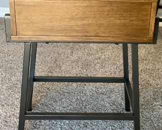 2pc Whalen Furniture Rustic Iron & Wood Nightstands PAIR 24x19x16inH HxWxD