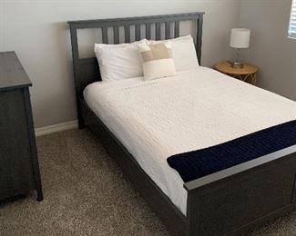 Queen Hemnes Luroy Charcoal Grey Bed Complete 47x65x83. Bed height 22in HxWxD