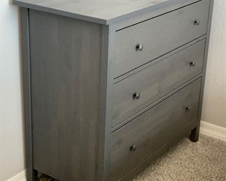 Hemnes Charcoal Grey Wash 3-Drawer Chest/Dresser 37.5x42.5x19.5in HxWxD
