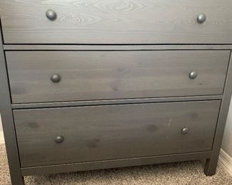 Hemnes Charcoal Grey Wash 3-Drawer Chest/Dresser 37.5x42.5x19.5in HxWxD