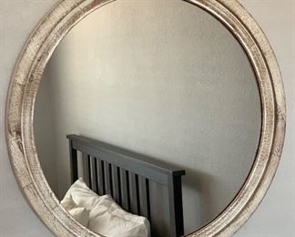 Rustic Farmhouse Round Mirror 23.5in diameter x 1in Deep