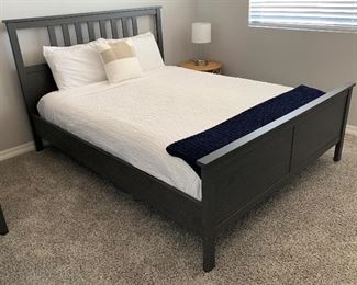 Queen Hemnes Luroy Charcoal Grey Bed Complete 47x65x83. Bed height 22in HxWxD