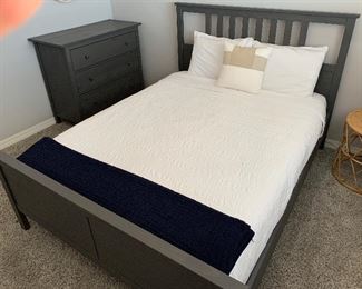 Queen Hemnes Luroy Charcoal Grey Bed Complete 47x65x83. Bed height 22in HxWxD