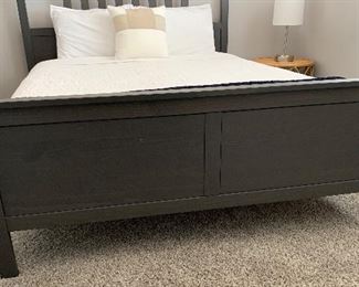 Queen Hemnes Luroy Charcoal Grey Bed Complete 47x65x83. Bed height 22in HxWxD