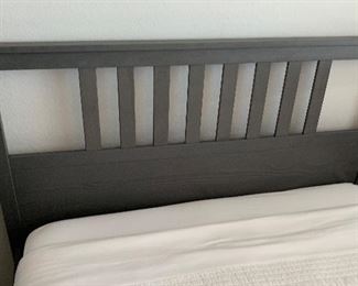 Queen Hemnes Luroy Charcoal Grey Bed Complete 47x65x83. Bed height 22in HxWxD