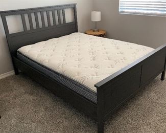 Queen Hemnes Luroy Charcoal Grey Bed Complete 47x65x83. Bed height 22in HxWxD