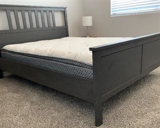 Queen Hemnes Luroy Charcoal Grey Bed Complete 47x65x83. Bed height 22in HxWxD