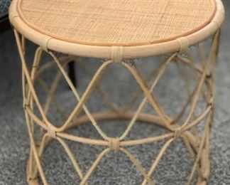 2pc Wicker Drum Side Tables PAIR 20in H x 20.5in Diameter