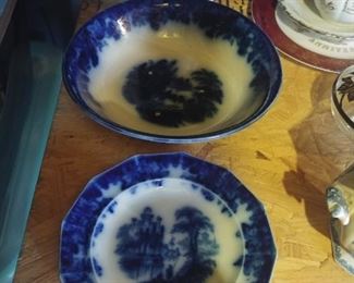 Flow Blue Bowl and plate both as is $30