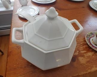 Octagonal tureen with ladle $10