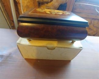 Marquetry inlaid music box $40
Sale pending