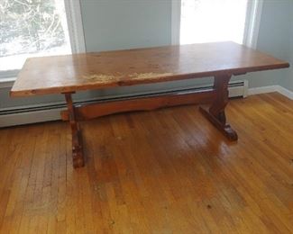 Solid Pine trestle table $75