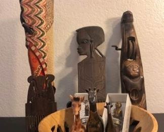 African Figurines,Hand Carved, Assort