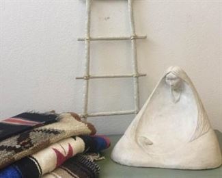 Austin Productions Acoma La Madre, Miniature Southwest Ladder, 2 Southwestern Blankets 2 Rugs 2 Placemats