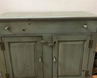 Country Green Stained Pine Cabinet