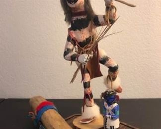 Dancing Navajo Doll wRainstick and Mini Kachina