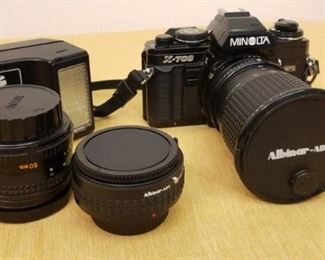 Minolta X700 Camera w Lenses, Case, Flash and Tripod