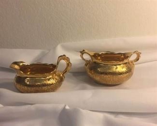 Stouffer Gold Floral Fine China Cream and Sugar Set