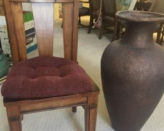 Wood Chair and Large Vase
