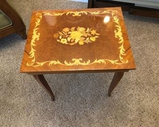 Music box occasional table inlaid wood $30