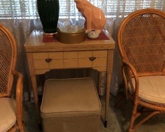 Sewing machine and table $60, sewing chair $25