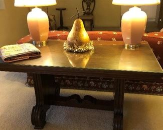 Library table $185 54x32x30, Set of lamps $10each
