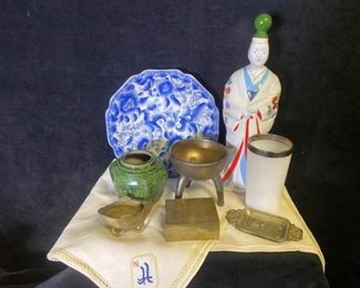 217m Mahjong Linen Table Cloth  Other Collectibles