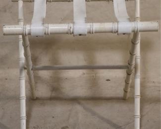 White folding bamboo luggage rack