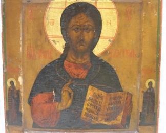 Vintage religious icon on wood