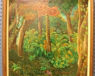 Jungle Scene oil on Canvas att to Maryna Silva
