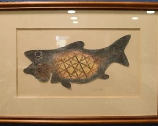 Fish Art in frame signed