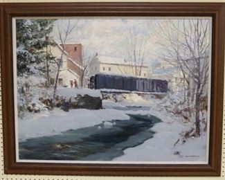 Bridge oil on board artist signed