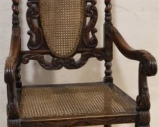 Carved walnut Victorian & caned arm chair