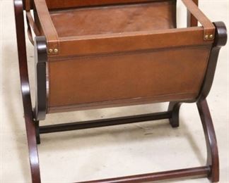 Folding magazine rack with leather