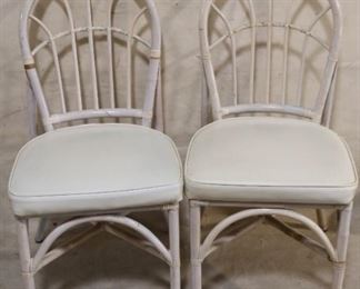 Pair of white painted bamboo chairs